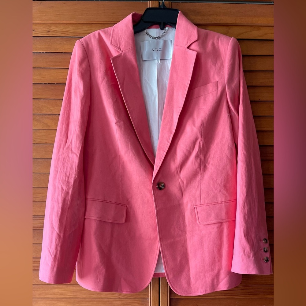 A.L.C.
Women's Pink Donovan Linen-blend Blazer. Size 8 Women 
#120